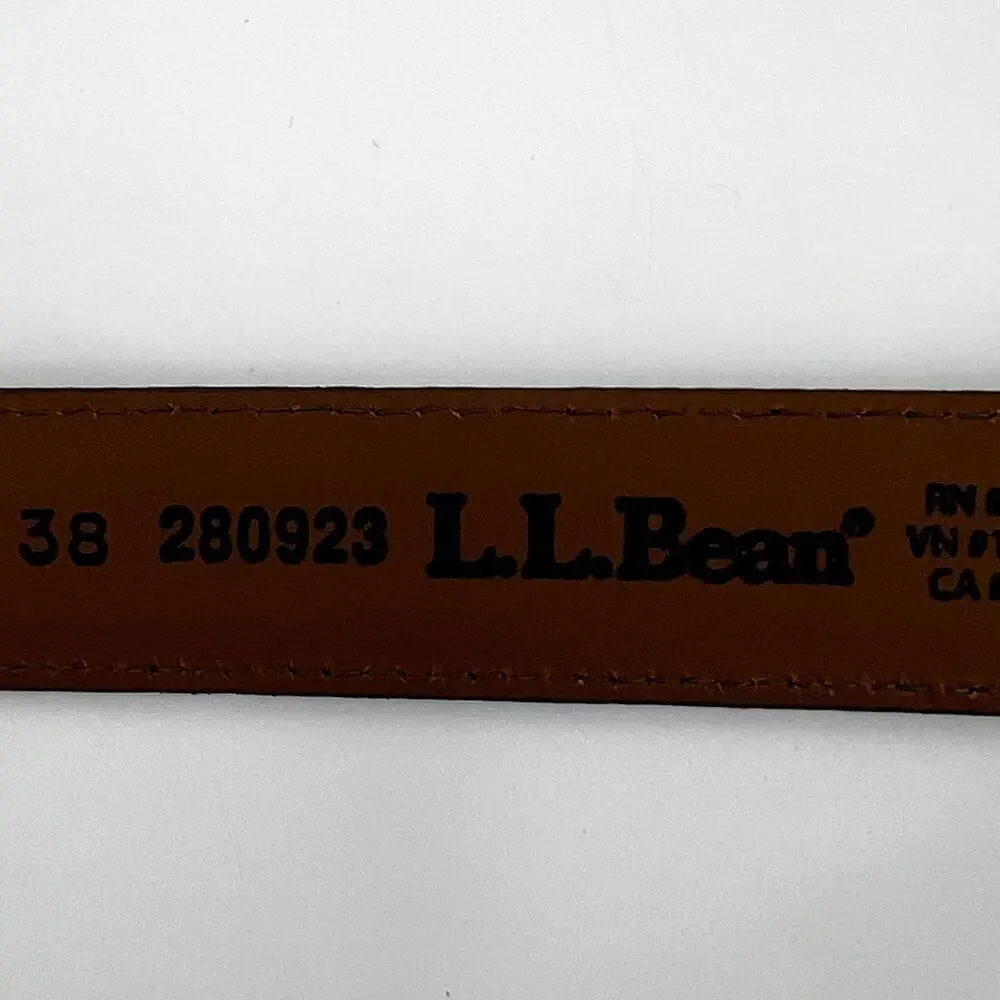 L. L. Bean Dark Brown Genuine Leather Mens Dress Belt Size 38 NEW NWOT